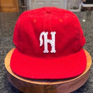 Ebbets Field Flannels Red Hat with White Logo